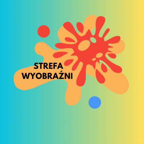 czerwony i pomarańczowy kleks na niebiesko zielono żółtym gradiencie